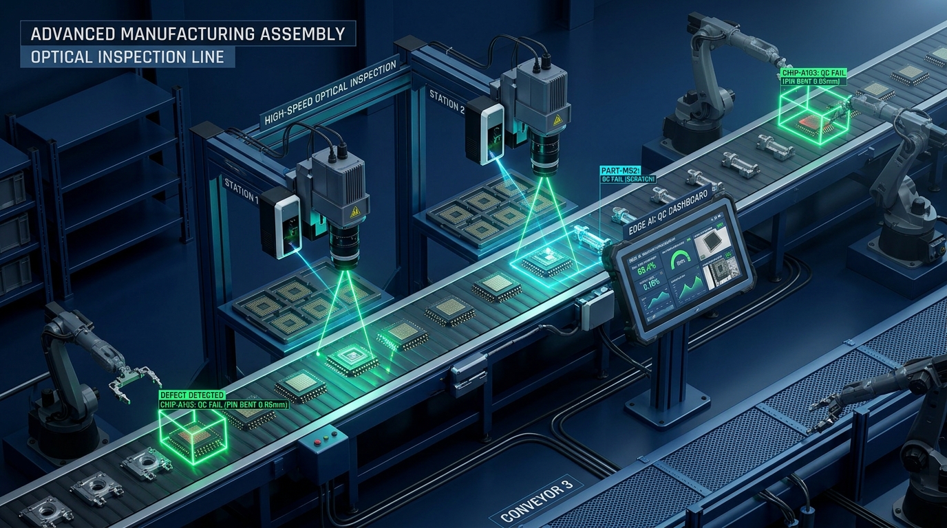 Automated computer vision quality inspection on an industrial manufacturing line